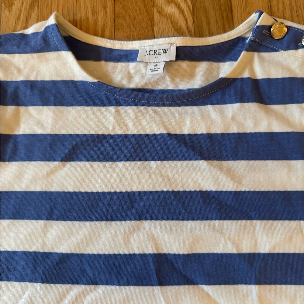 J.Crew Factory Short-Sleeve Striped Button-Shoulder Tee - Picture 4 of 5